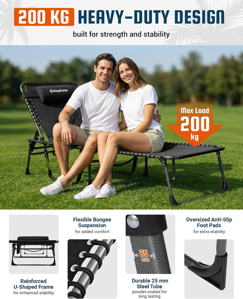 Sun Lounger with 5-Position Adjustable Backrest 180KG