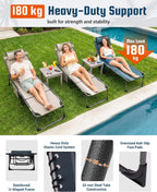 Sun Lounger with 5-Position Adjustable Backrest 180KG
