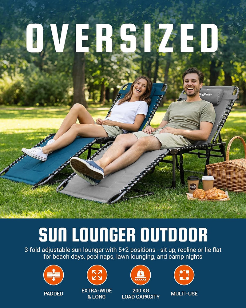 Sun Lounger with 5-Position Adjustable Backrest 180KG