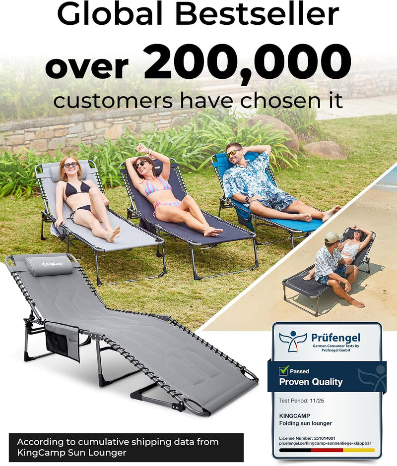 Sun Lounger with 5-Position Adjustable Backrest 180KG