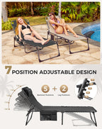 Sun Lounger with 5-Position Adjustable Backrest 180KG