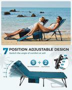 Sun Lounger with 5-Position Adjustable Backrest 180KG
