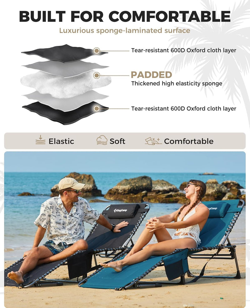 Sun Lounger with 5-Position Adjustable Backrest 180KG