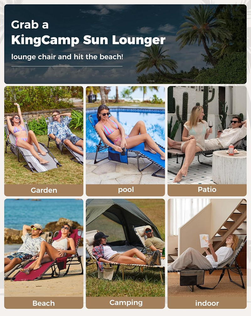 Sun Lounger with 5-Position Adjustable Backrest 180KG