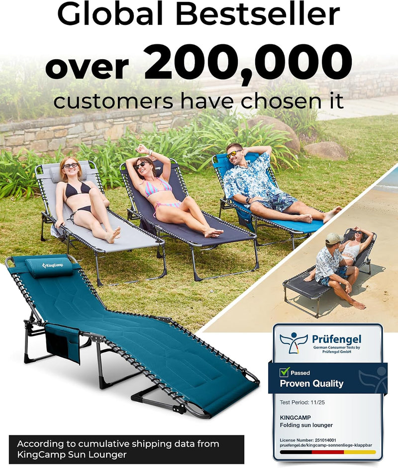 Sun Lounger with 5-Position Adjustable Backrest 180KG
