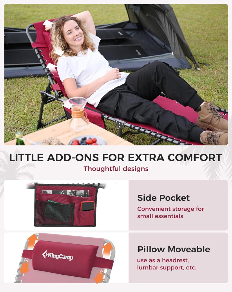 Sun Lounger with 5-Position Adjustable Backrest 180KG