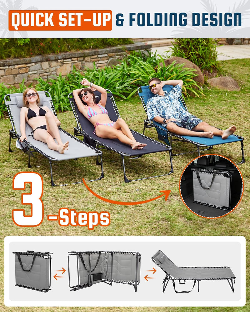 Sun Lounger with 5-Position Adjustable Backrest 180KG