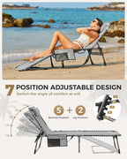 Sun Lounger with 5-Position Adjustable Backrest 180KG