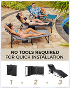 Sun Lounger with 5-Position Adjustable Backrest 180KG