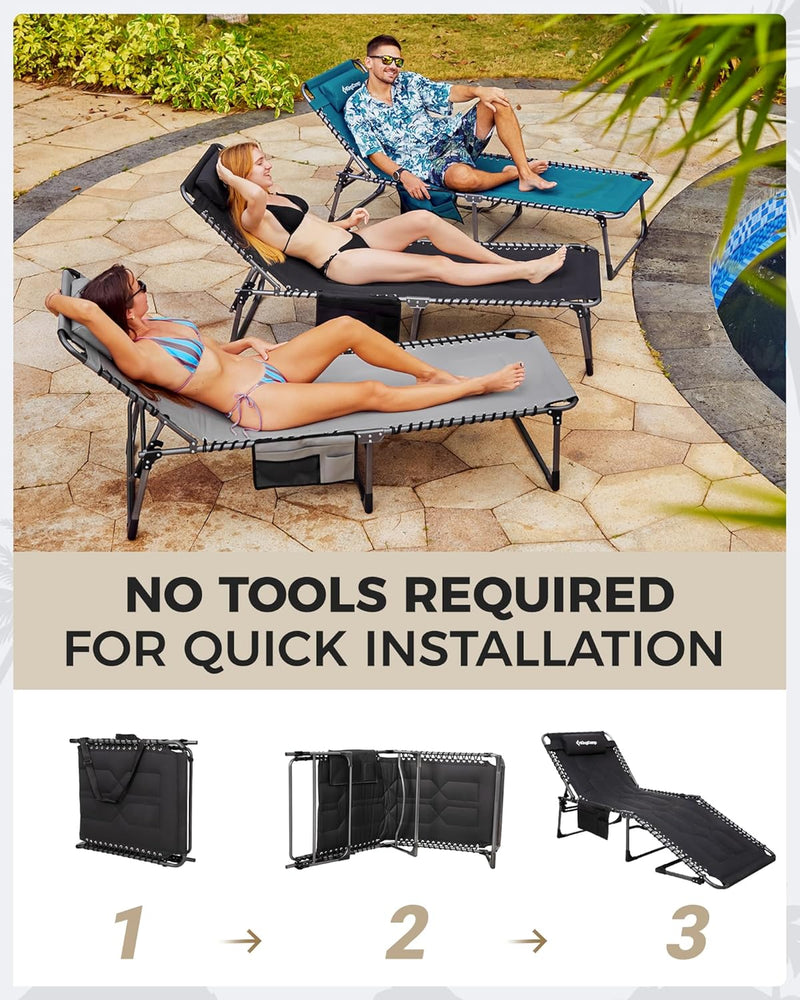 Sun Lounger with 5-Position Adjustable Backrest 180KG