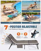 Sun Lounger with 5-Position Adjustable Backrest 180KG