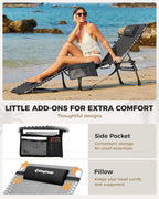 Sun Lounger with 5-Position Adjustable Backrest 180KG