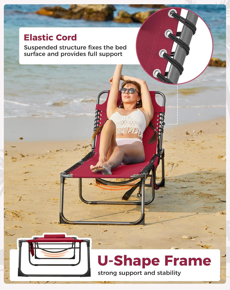 Sun Lounger with 5-Position Adjustable Backrest 180KG