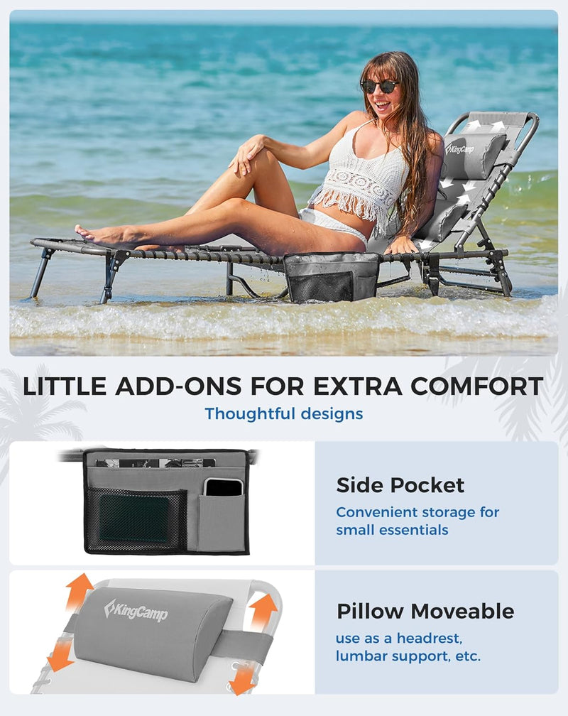 Sun Lounger with 5-Position Adjustable Backrest 180KG