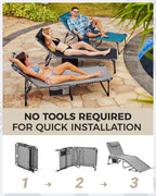 Sun Lounger with 5-Position Adjustable Backrest 180KG
