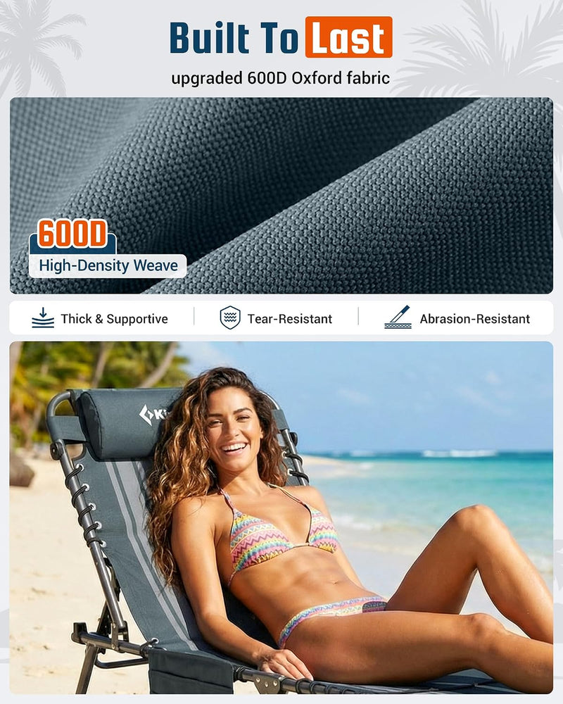Sun Lounger with 5-Position Adjustable Backrest 180KG