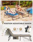 Sun Lounger with 5-Position Adjustable Backrest 180KG