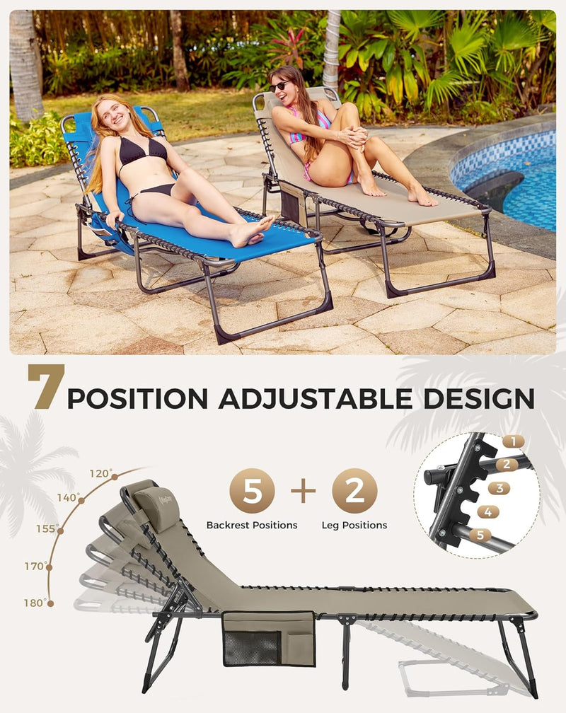 Sun Lounger with 5-Position Adjustable Backrest 180KG