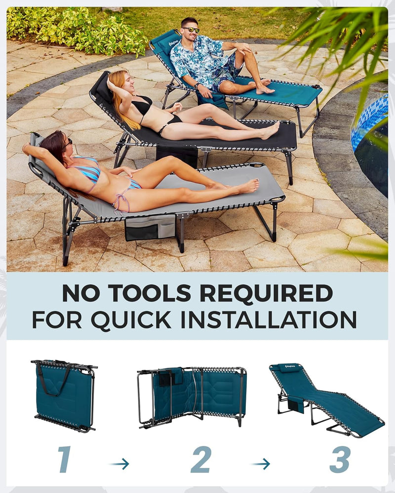 Sun Lounger with 5-Position Adjustable Backrest 180KG