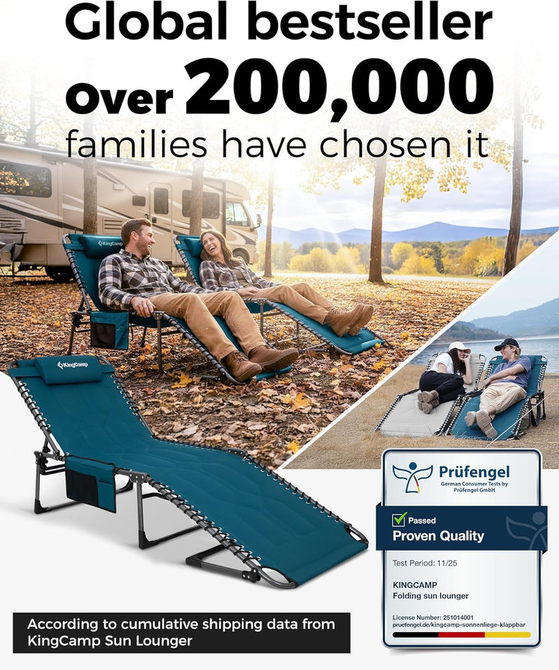 Sun Lounger with 5-Position Adjustable Backrest 180KG