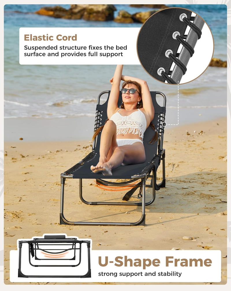 Sun Lounger with 5-Position Adjustable Backrest 180KG