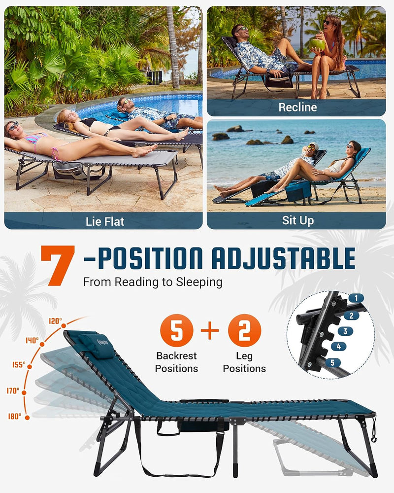 Sun Lounger with 5-Position Adjustable Backrest 180KG