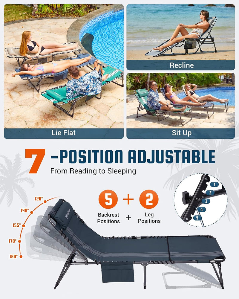 Sun Lounger with 5-Position Adjustable Backrest 180KG