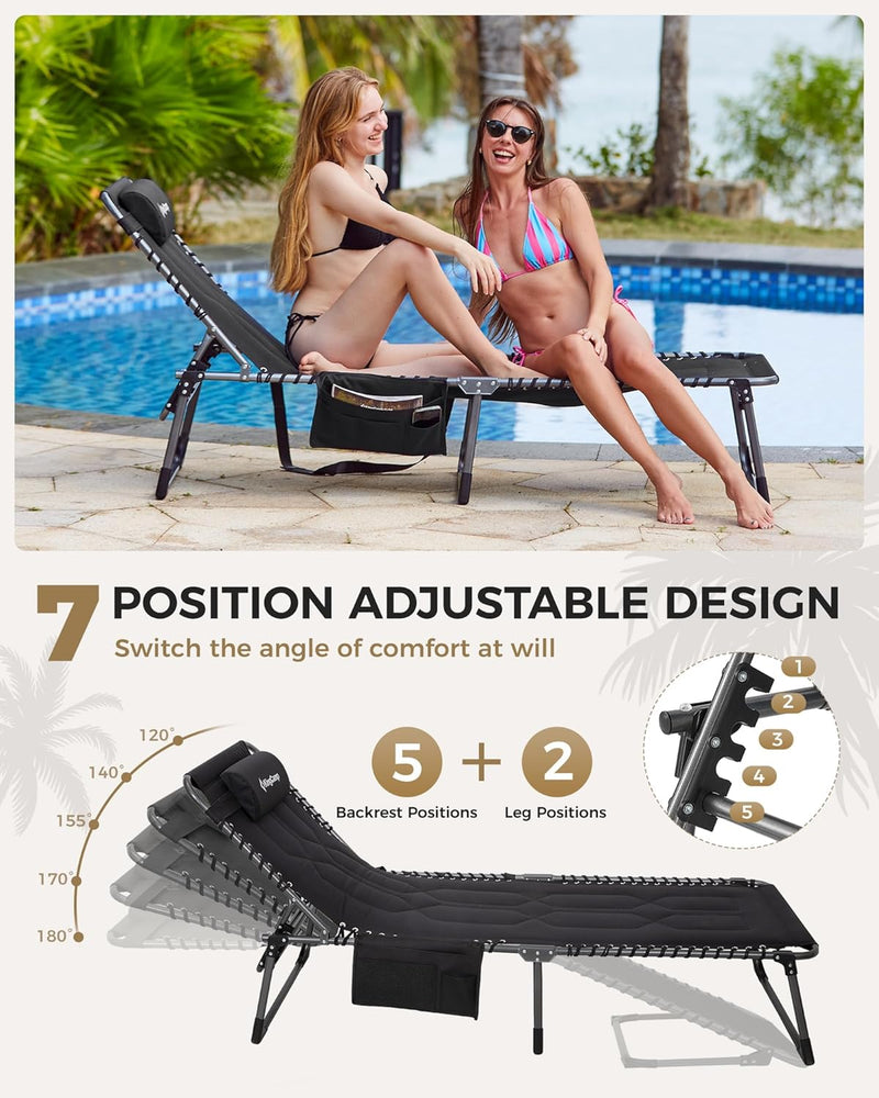 Sun Lounger with 5-Position Adjustable Backrest 180KG