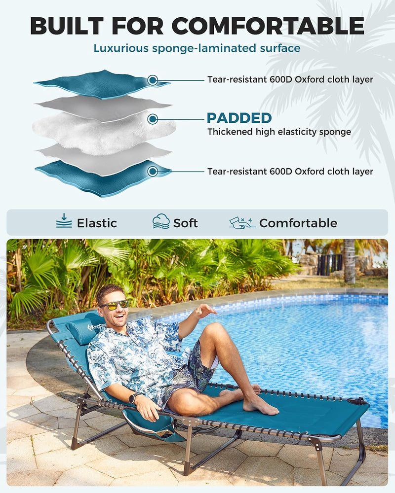 Sun Lounger with 5-Position Adjustable Backrest 180KG
