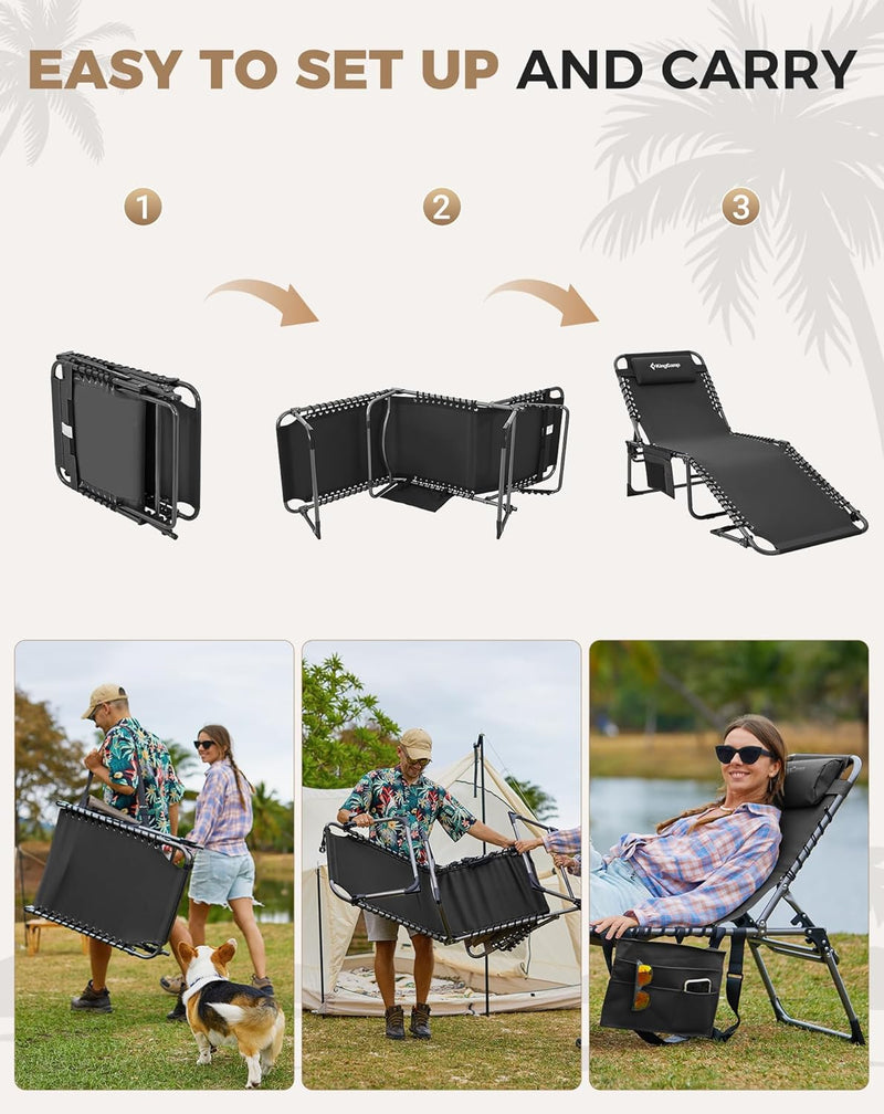 Sun Lounger with 5-Position Adjustable Backrest 180KG