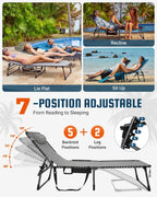 Sun Lounger with 5-Position Adjustable Backrest 180KG