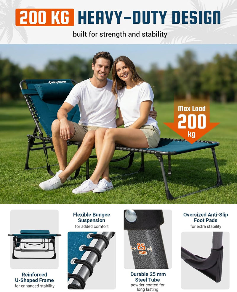 Sun Lounger with 5-Position Adjustable Backrest 180KG