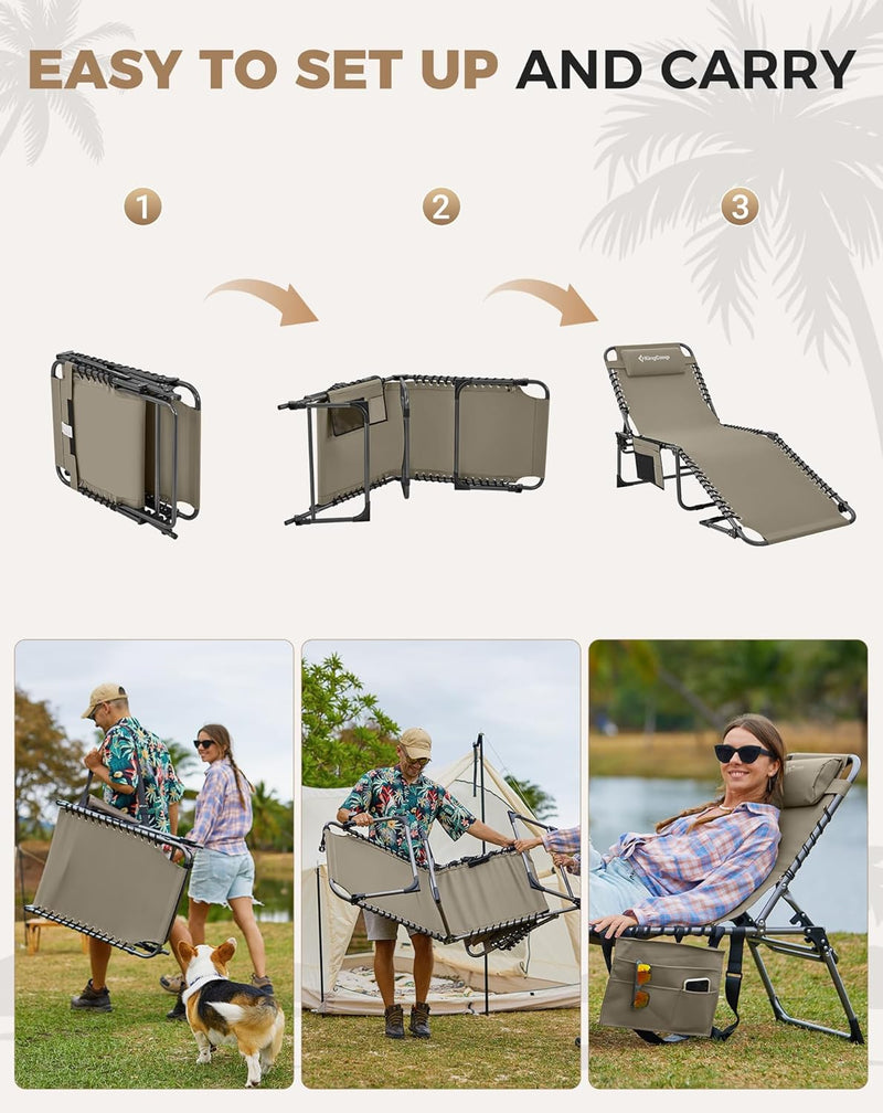 Sun Lounger with 5-Position Adjustable Backrest 180KG