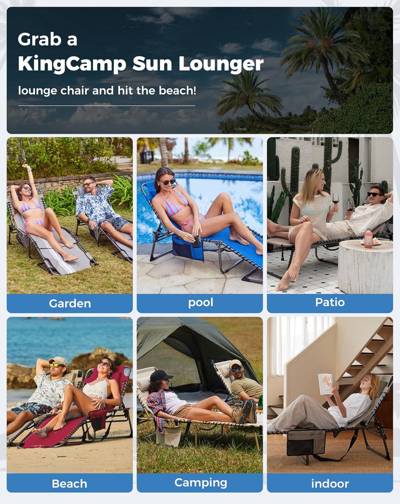 Sun Lounger with 5-Position Adjustable Backrest 180KG