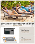 Sun Lounger with 5-Position Adjustable Backrest 180KG