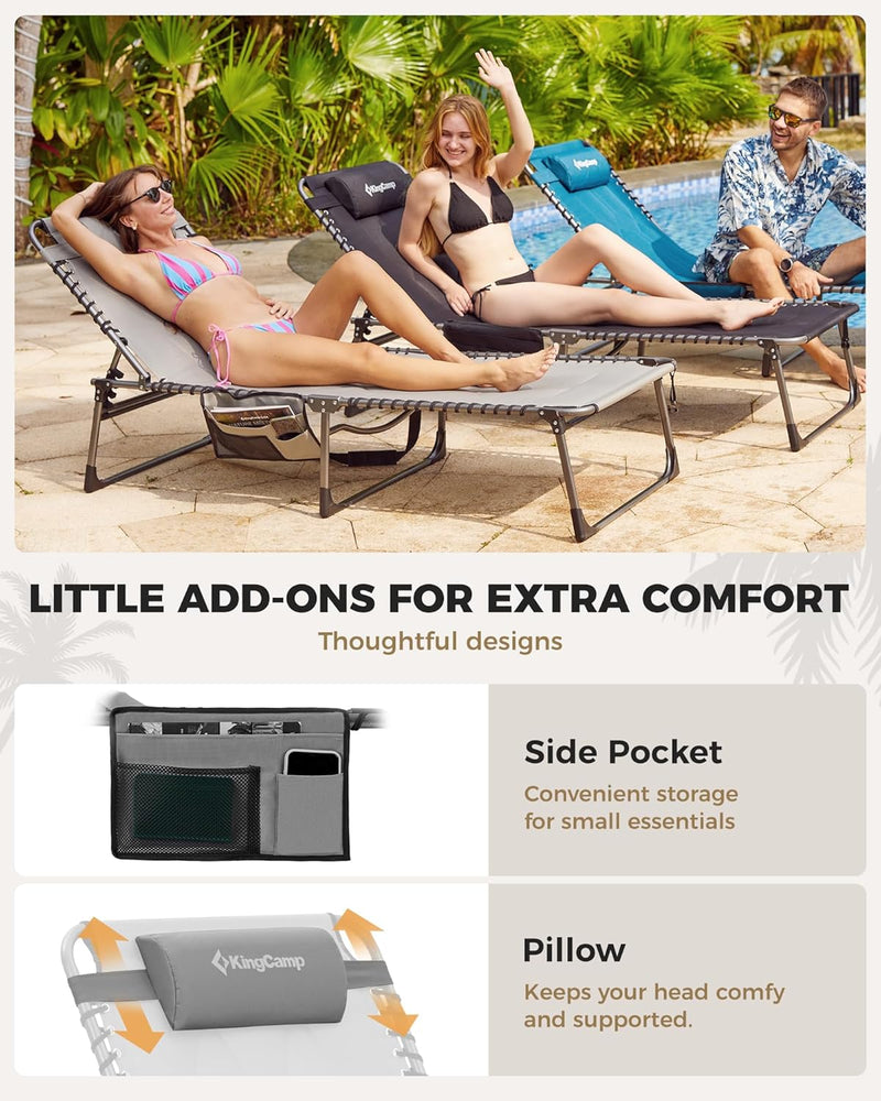 Sun Lounger with 5-Position Adjustable Backrest 180KG