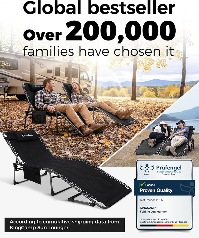 Sun Lounger with 5-Position Adjustable Backrest 180KG