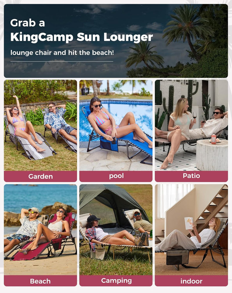 Sun Lounger with 5-Position Adjustable Backrest 180KG