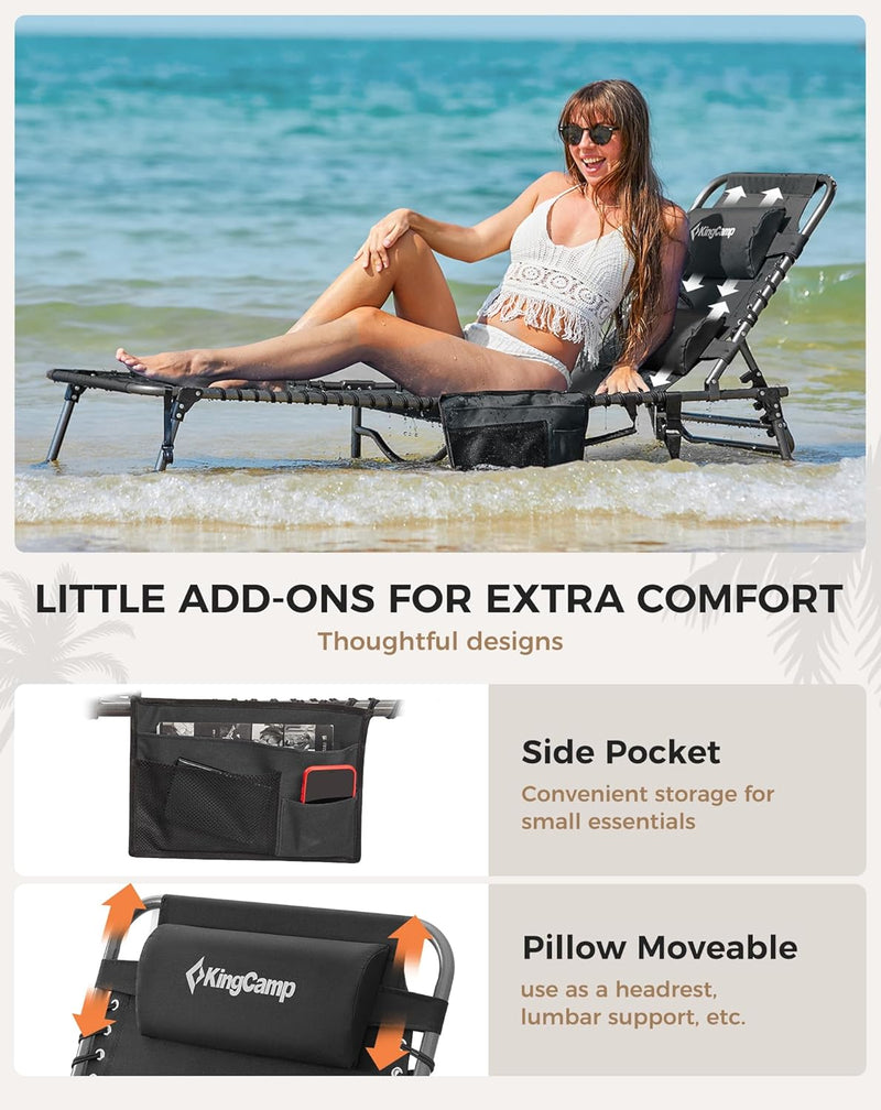 Sun Lounger with 5-Position Adjustable Backrest 180KG
