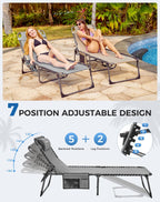 Sun Lounger with 5-Position Adjustable Backrest 180KG
