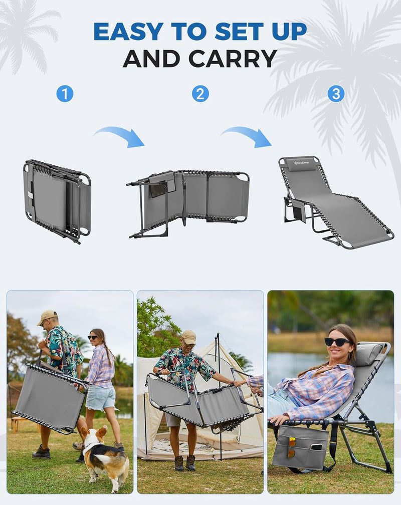Sun Lounger with 5-Position Adjustable Backrest 180KG