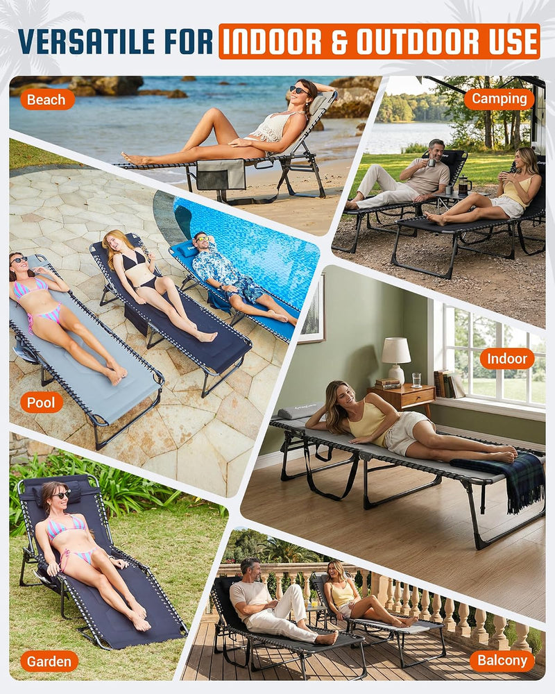 Sun Lounger with 5-Position Adjustable Backrest 180KG