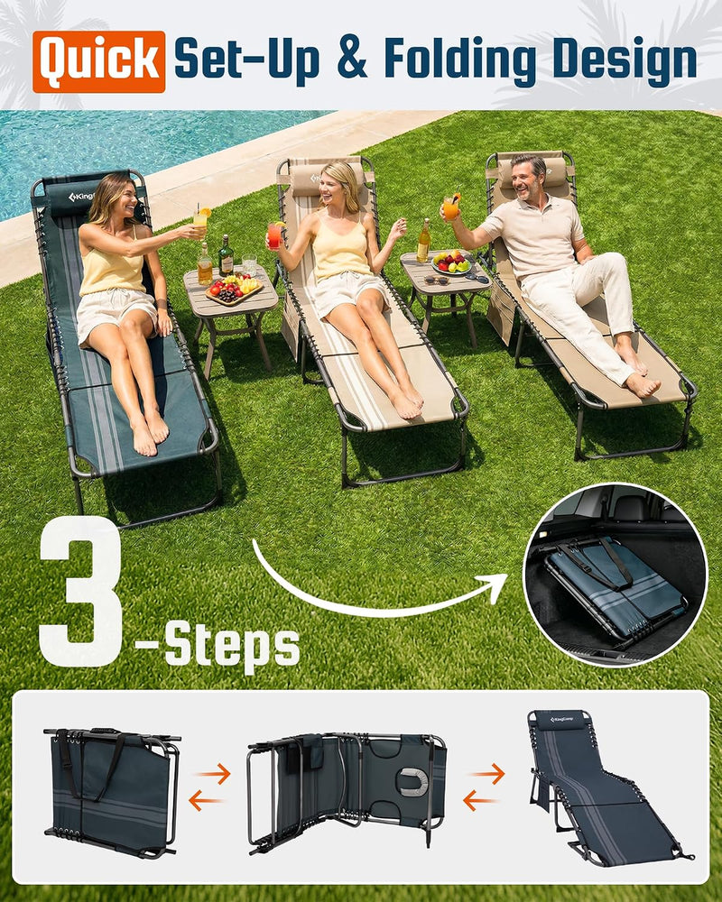 Sun Lounger with 5-Position Adjustable Backrest 180KG