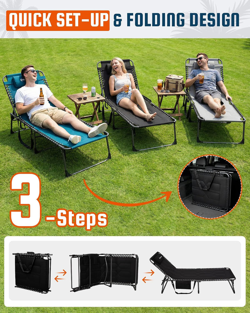 Sun Lounger with 5-Position Adjustable Backrest 180KG