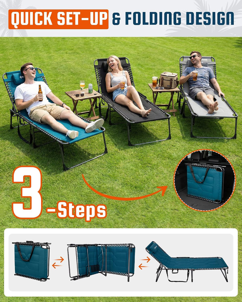 Sun Lounger with 5-Position Adjustable Backrest 180KG