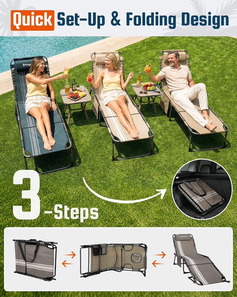 Sun Lounger with 5-Position Adjustable Backrest 180KG