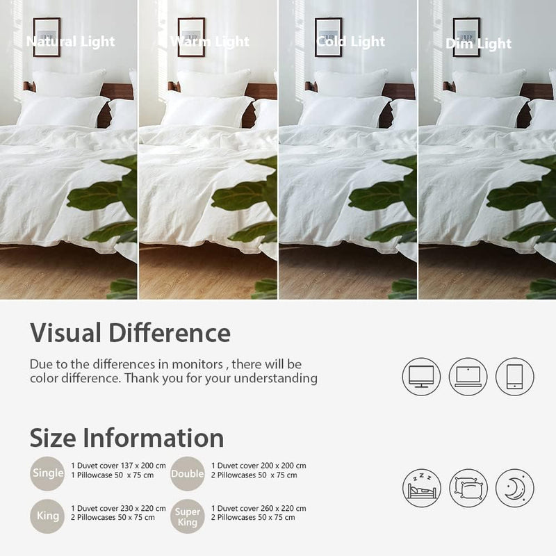 Super King Duvet Cover Set-100% Linen Cover-1 Breathable
