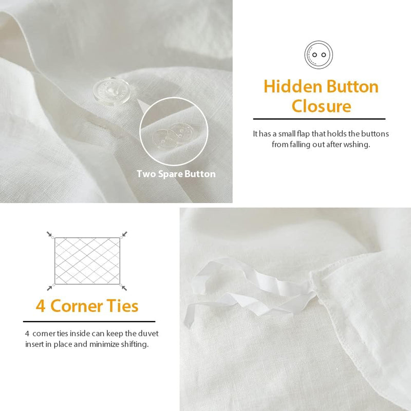 Super King Duvet Cover Set-100% Linen Cover-1 Breathable