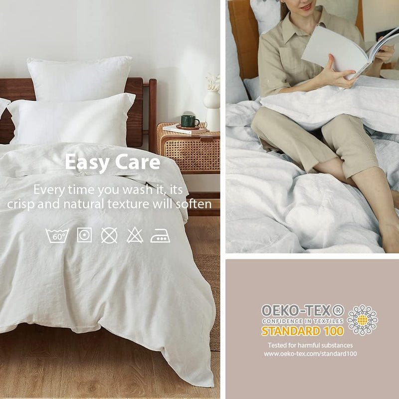Super King Duvet Cover Set-100% Linen Cover-1 Breathable