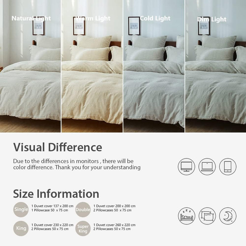Super King Duvet Cover Set-100% Linen Cover-1 Breathable